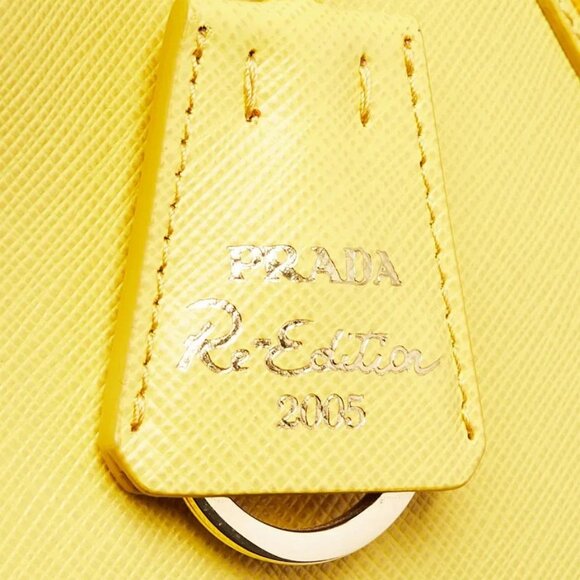 Prada Sole Yellow Saffiano Leather 2005 Re-Edition Shoulder Bag 1BH204 - Picture 8 of 12